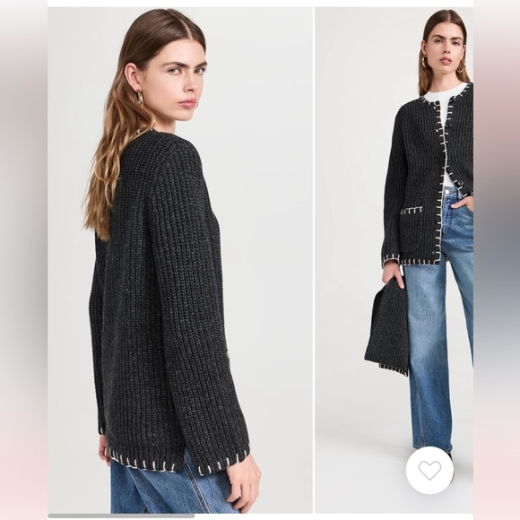 Gorgeous Alex Mill Marylebone sweater coat removable scarf contrast stitch - Picture 3 of 6